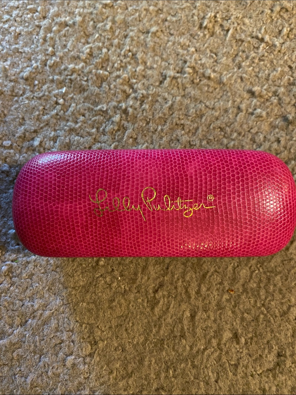 Lilly Pulitzer Hot Pink Textured Sunglasses Case with Gold Script